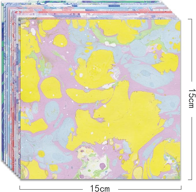 Origami Paper Kit 50 Sheets 6 Inch Square Double Sided Color 10 Vivid Japanese Washi Colors for Hand Crafts Origami Paper Arts Creativity.Watercolor Texture