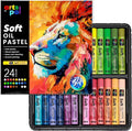 Soft Oil Pastels Set, 24 Vibrant Colors, Oil Pastel Crayons for Artists, Beginners, Teachers, Students, Great Blending and Layering for Art Supplies, Art Painting, Drawing (10 x 70 mm)