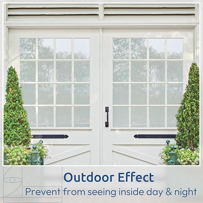 rabbitgoo Window Privacy Film, Non-Adhesive Frosted Glass Window Film for Bathroom, Static Cling Heat Blocking Stickers for Home Indoor Opaque Frosting Coverings House Tint, Matte White 11.8"x 78.7"