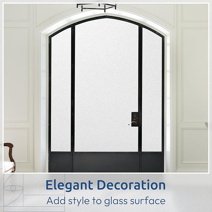 rabbitgoo Window Privacy Film, Non-Adhesive Frosted Glass Window Film for Bathroom, Static Cling Heat Blocking Stickers for Home Indoor Opaque Frosting Coverings House Tint, Matte White 17.5" x 157"