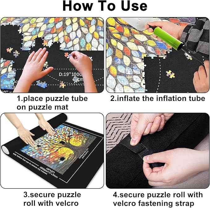 Napzy Puzzle Mat-Jigsaw Puzzles Matt Roll Up to 3000pcs Roll-up Puzzled Board Puzzling Organizers and Storage with 8PCS Jigsaws Sorting Trays, Drawstring Storages Bag Jigsawn Keeper Saver