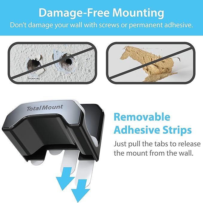 TotalMount Gaming Headset Hangers – Include Removable Adhesive Strips for Easy, Damage-Free Wall, Desk, or PC Mounting (Black Headphone Hooks with Premium Silicone Cradles – Two Pack)