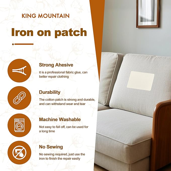 Iron on Patches, 8 Pieces Iron on Linen Patches, Fabric Patches for Couch, Tent, Clothing, Seat, Linen Repair Decorating Kit 3.7" by 4.9" (9.5 cm x 12.5 cm, Black)