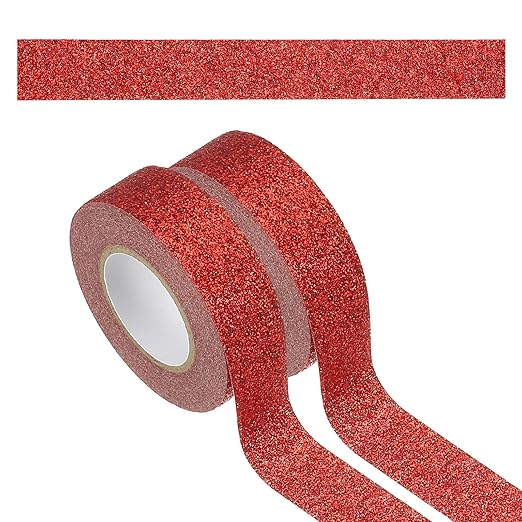 PATIKIL 2 Roll Glitter Paper Washi Tape, Washi Decorative Tape for Crafts, Red