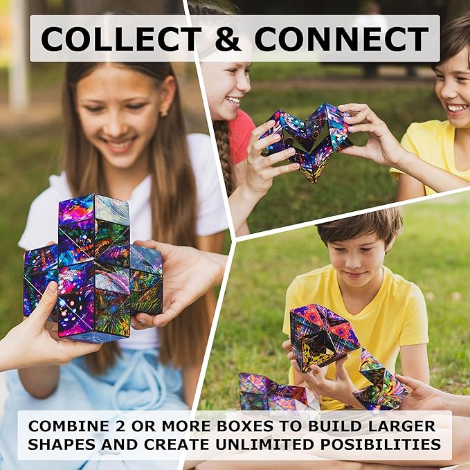 SHASHIBO Shape Shifting Box - Award-Winning Fidget Toy w/ 36 Rare Earth Magnets - Fidget Cube Transforms Into Over 70 Shapes, Sensory Toy Gift for Kids, Teens, and Adults (Cosmic Surfer)