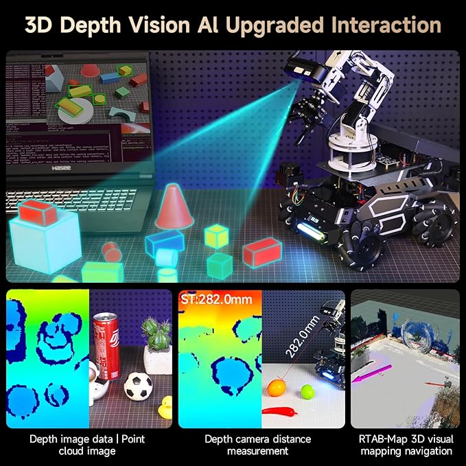 Yahboom ROS2 Robot Kit with Jetson Orin NX 8GB Super Large AI Model with 6DOF Robotic Arm, 7-inch HD Display,AI Voice Interaction Module Support AI Vision App Control