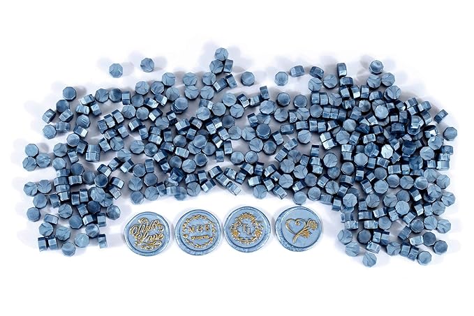 Yoption 360 Pcs Blue Sealing Wax Beads Set for Wax Seal Stamp with Candles and Melting Spoon