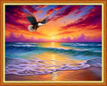 Dooxvey Cross Stitch Kits for Adults Beginners,Full Range of Cross-Stitch Stamped Kits Needlepoint Kits for Beginners Embroidery Kits 11CT Cross Stitch Patterns-Sunrise by The Seaside 16x20 inch