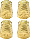 FR 4Pcs Sewing Thimbles, Metal Thimbles for Hand Sewing Finger Protector Knitting Needlework DIY Tools Gold