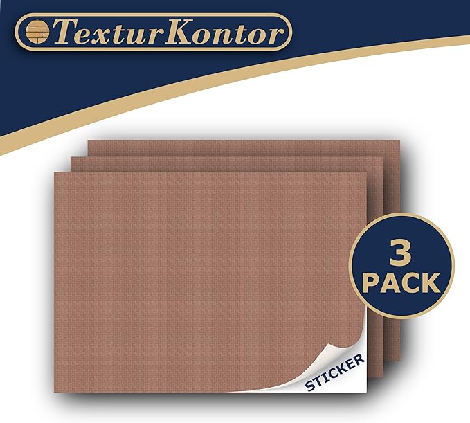 3 Sheets Self-Adhesive Decorative Film Paving Stones and Surfaces for Model Making in Scale 1:87 Scale H0 (UK: 3.5 mm Scale) (Red Paving Stones Herringbone)