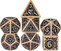 7-Die DND Dice Set New Pattern Polyhedral Dice Set with Leather Bag D&D Die for RPG Table Games(Brown Black)