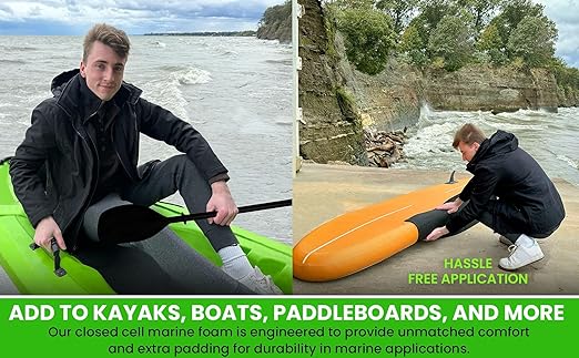 XCEL Marine Foam Roll with Self Adhesive – Black, 72" x 17" x 1/4" Closed Cell Foam Rubber Water Resistant Padding Sheet Home, Marine, Garage, Auto Insulation & Cosplay (Black, 72" x 17" x 1/4")