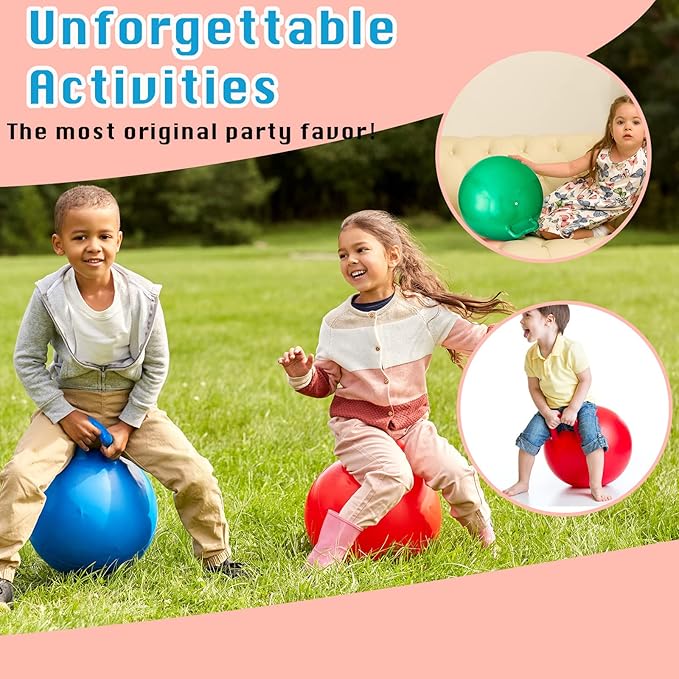 Lewtemi 3 Pcs 20 Inch Bouncing Ball with Handle, Outdoors Hopper Jumping Hopping Ball and Air Pump for Sports Exercise (Red, Blue, Green)
