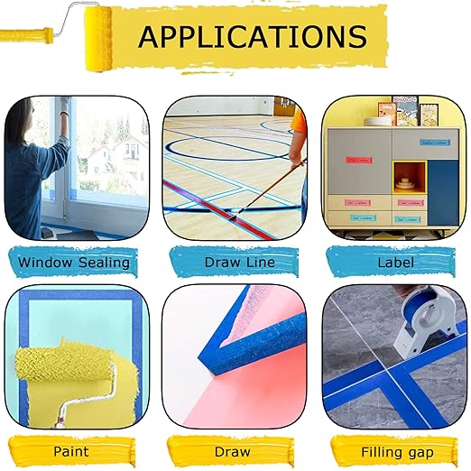 Painters Tape, Blue Tape, Masking Master Tape, Paint Tape for Multi-Purpose, Painting, Painter's, DIY Arts & Crafts (0.94in, 60.1yd x 3Rolls =180.3yd) Decoration Labeling No Residue, Easy Removal