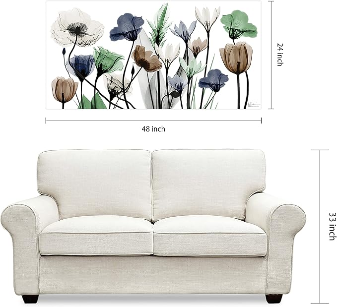 Empire Art Direct Frameless Free Floating Tempered Glass Panel Graphic Wall Art Ready to Hang, 24" x 48", Floral Landscape