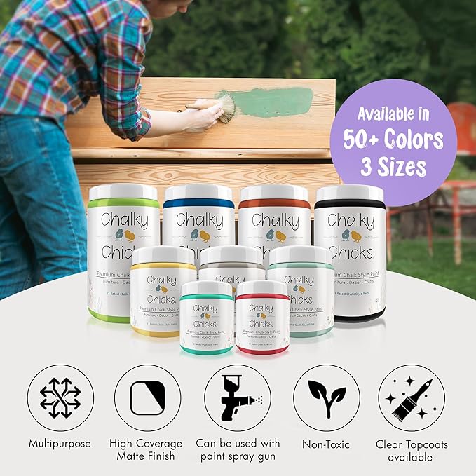 Chalky Chicks All-in-One Chalk Paint for Furniture or Cabinet -16Fl Oz-Matte Finish Sweet Lilac (Light Purple) for Metal, Wood Furniture Paint - No Sanding All-in-One for Home Decor & Crafts, USA Made