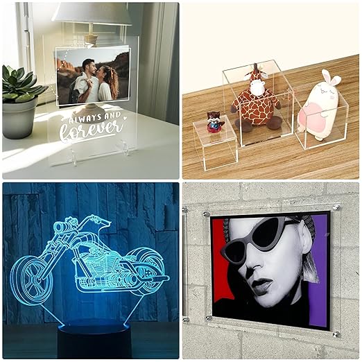 Pack of 10 Clear Acrylic Sheet 8" x 12" Cast Plexiglass Panel 1/8" Thick (3mm) Transparent Plastic Board for Sign, Craft, Display Projects, Laser Cutting, Engraving