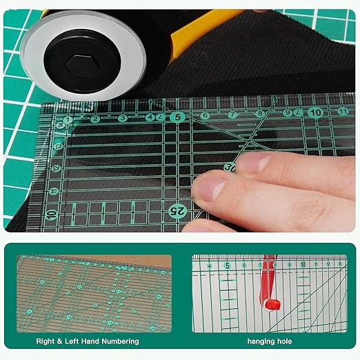 MANUFORE 15 x 30cm Sewing Acrylic Ruler Anti-Slip Metric Ruler DIY Quilting Tools with Clear Printed Lines for Precise Cutting