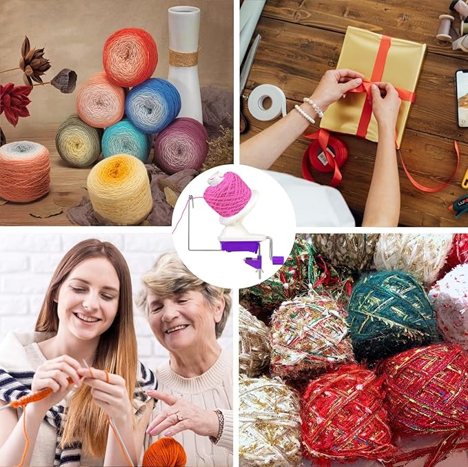 Yarn Ball Winder, Weaving Ball WinderNeedle Craft Yarn Ball Winder,The Helper for Knitting Enthusiast,Sturdy with Metal Handle and Tabletop Clamp, with 4 Size Pom Pom Makers+1PS Scissors