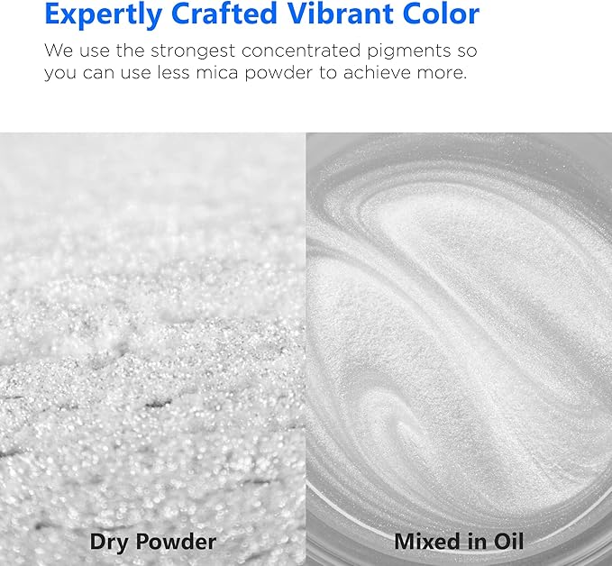 Rolio Premium Mica Powder - Ice Crystals (50G / 1.76oz) - 1 Jar of White Pigment Powder for Epoxy Resin, Dye, Soap Making, Nail Polish, Paint, Candle Making, Bath Bombs, Slime