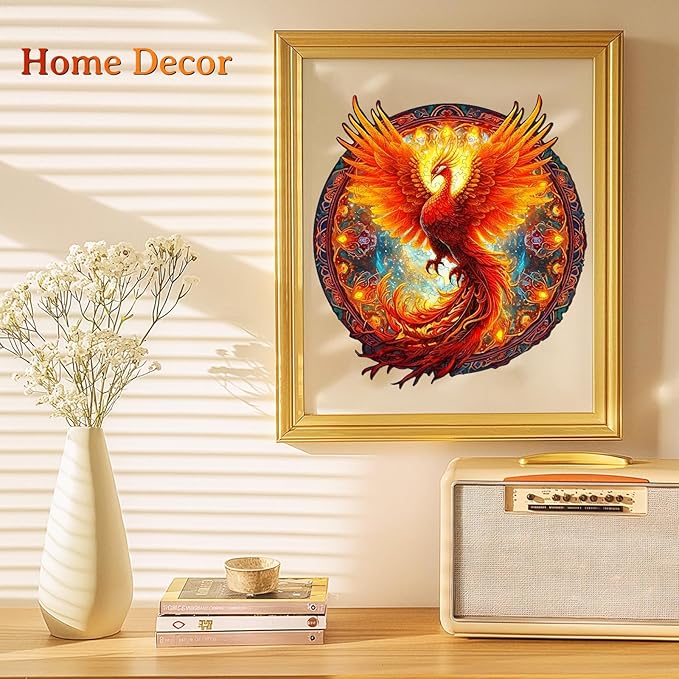 KAAYEE Wooden Jigsaw Puzzles-Wooden Puzzle Adult Unique Shape Advanced Phoenix Wooden Jigsaw Puzzle for Adult, Fathers, Family Puzzles 14.9 * 13.8in 290pcs,Chritmas Gift