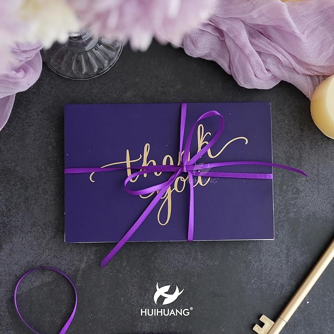 HUIHUANG Purple Ribbon 1/8 inches Solid Color Satin Ribbon100 Yards Double Faced Thin Ribbon Roll for Crafts Gift Wrapping DIY Bows Bouquet Decoration