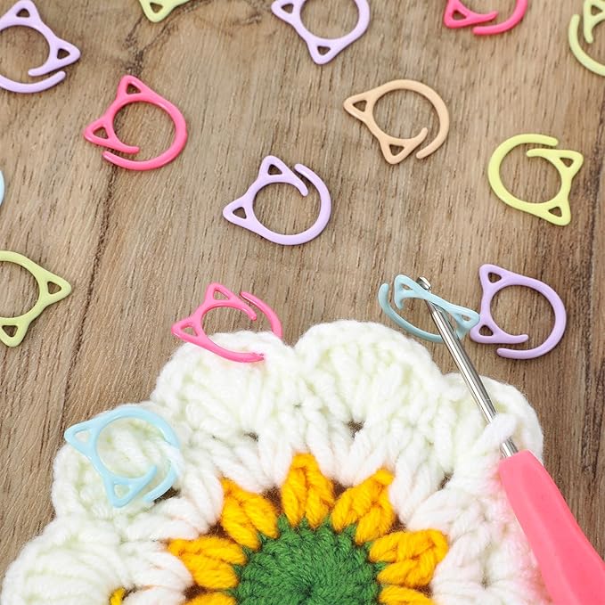 36Pcs Cat Stitch Markers for Crocheting, Cat Metal Crochet Stitch Marker Ring, Multicolor Knitting Stitchs Markers for DIY Weaving Knitting Sewing Tools