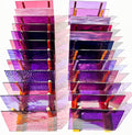 24 Sheets Shades of Purple Stained Glass Sheets, 6 X 4 inches Stained Glass Supplies Mosaic Tiles for Crafts, Pink Colors for Glass Projects or Mosaic Arts