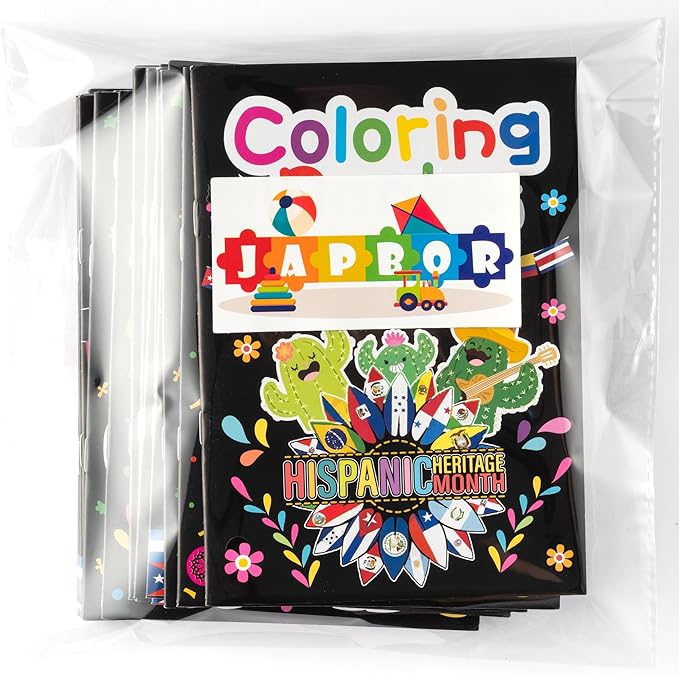 JAPBOR Hispanic Heritage Month Coloring Books - 24PCS Mini Hispanic Culture Color Book Bulk for Kid Party Favor, Latino American Small Colouring Pages for Birthday Gifts Class School Draw Paint Game
