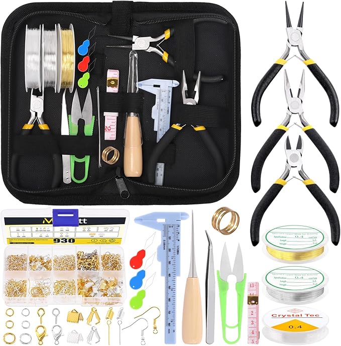 Mardatt 950Pcs Jewelry Making Supplies Kit - Includes Pliers, Wires, Jump Ring Opener, Tweezers, Awl & Accessories for Making & Repair