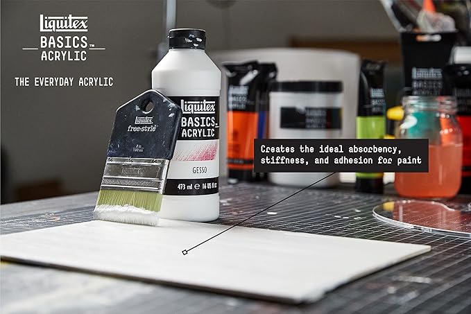 Liquitex BASICS Gesso Surface Prep Medium, 473ml (16-oz) Bottle, White