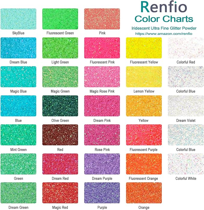 Renfio Iridescent Ultra Fine Glitter Powder Resin Supplies Glitters 1.94 Oz (55g) PET Flake Crafts Sequins 1/128" 0.008" 0.2mm Epoxy Chips Flakes for Tumblers Slime Olympic Decorations - Dream Blue
