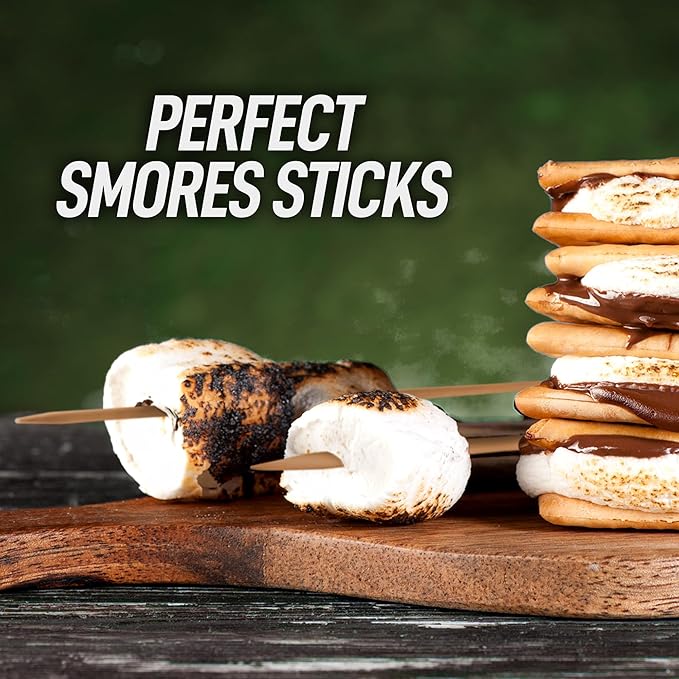 Zulay 100 Pack Bamboo Wooden Skewers - 17.5" Marshmallow Roasting Sticks & Barbeque Skewers For Campfire - Authentic Bamboo Sticks & Smores Sticks For Grilling Hotdogs, Kabobs, BBQ, & More