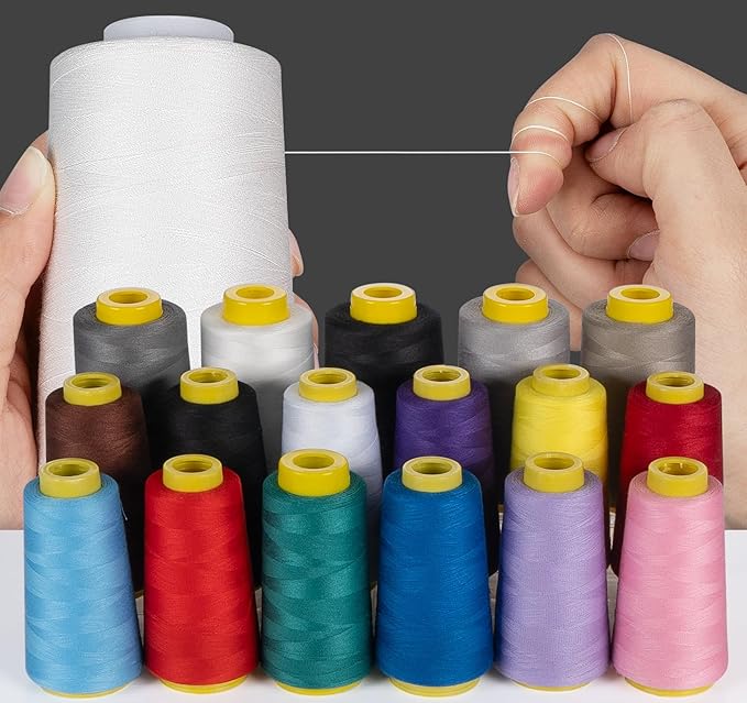Serger Thread Cones 4 Pack of 3000 Yards Each, All Purpose White Sewing Thread, Polyester Thread 40S/2 White Thread for Sewing Serger&Overlock, Quilting, Piecing, Sewing Machine