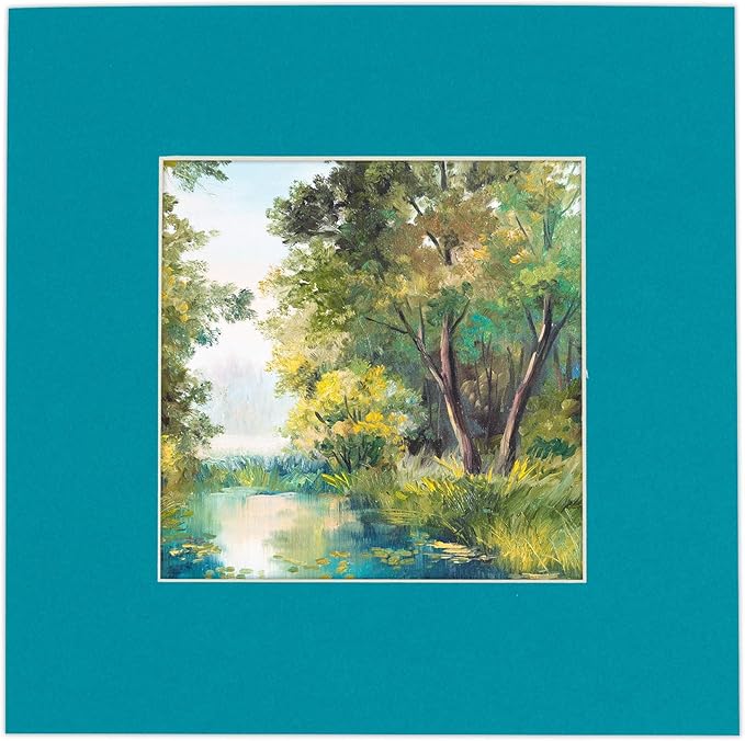 5x7 Mat for 8.5x11 Frame - Precut Mat Board Acid-Free Show Kit with Backing Board, and Clear Bags Teal Blue 5x7 Photo Matte Made to Fit a 8.5x11 Picture Frame Matboard for Framing, Pack of 10 Mats