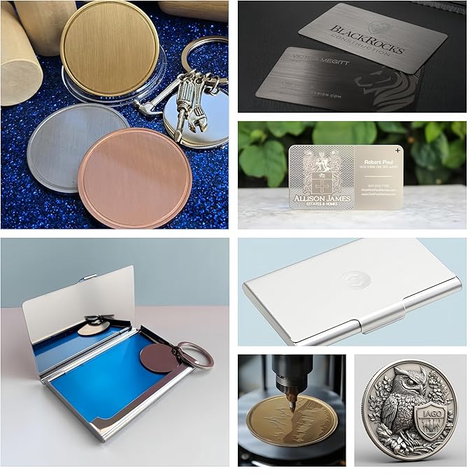 YoSpciaNe Laser Engraving Material Kit, 143 Pcs Engraving Supplies, 18 Kinds of Laser Blanks Including Wood, Paper, Acrylic, Metal, PU Leather