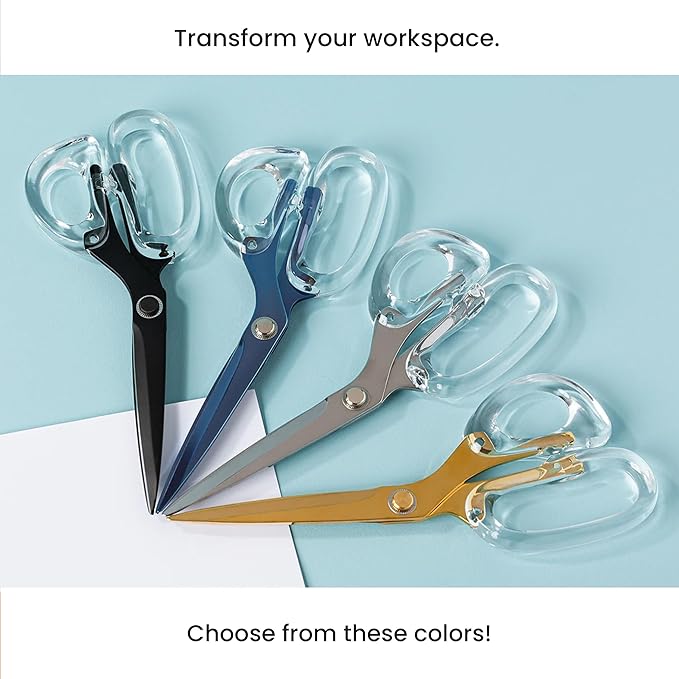 OfficeGoods 9” Stainless Steel Acrylic Scissors for Office and Home - Aesthetic and Sharp All Purpose Scissors, Perfect for Sewing, Arts and Crafts - Gold