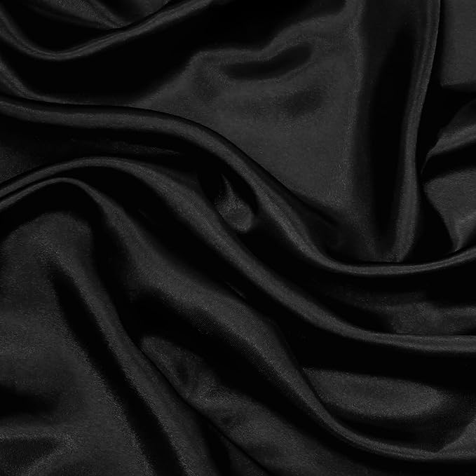 RUDONG M Black Satin Fabric by The Yard, 1 Yard x 60 Inch Wide Silky Charmeuse Satin Fabric, Soft Satin Fabric for Wedding Decorations, Bridal Dress, Sewing, Accessories, DIY Crafts