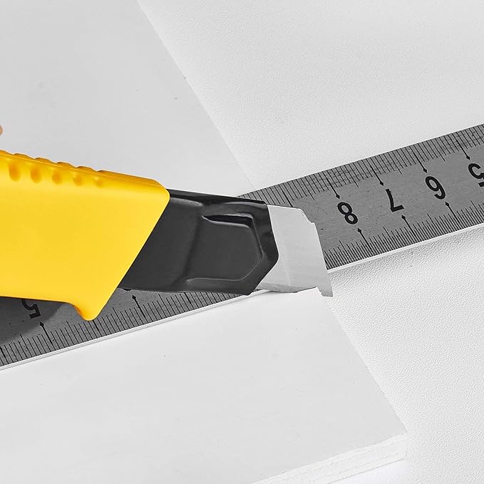 DOWELL Box Cutter Utility Knife Retractable Snap Off Blades Hobby Knife 3 Pack for Cutting Cardboard Boxes Leather (3 Colors)