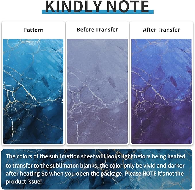 Sublimation Transfer Sheets for Heat Press Machine,12x12 Inch Blue Marble Sublimation Transfer Paper for Heat Press Machine, 6 Sheets