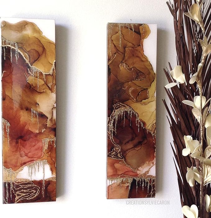 Pixiss Brown Alcohol Ink Set - 5 Shades of Highly Saturated Alcohol Ink for Epoxy Resin Supplies, Yupo Paper, Tumblers, Coasters - Resin Colorant for Epoxy Resin and Resin Art Supplies