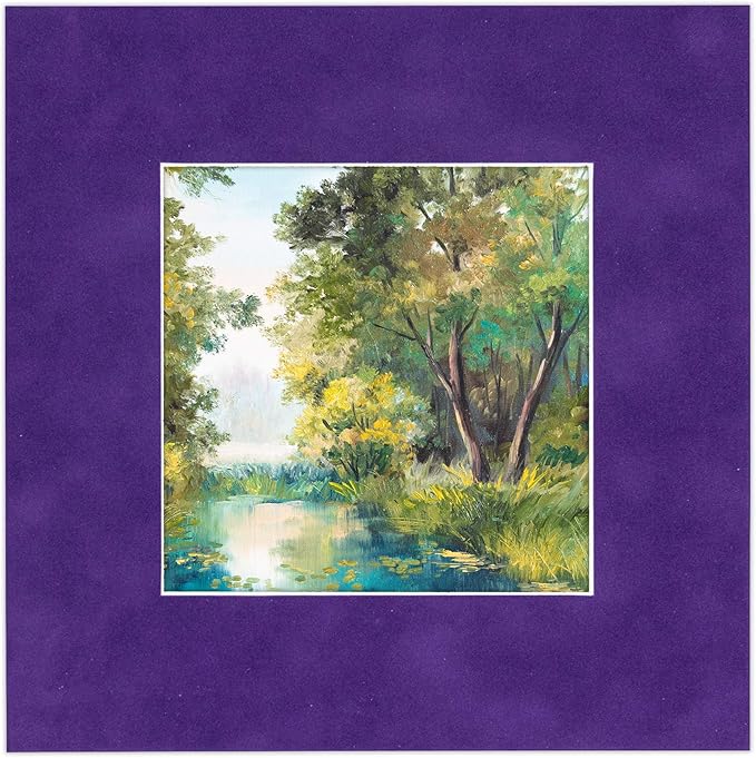 11x14 Mat Bevel Cut for 8.5x11 Photos - Acid Free Purple Crocus Suede Precut Matboard With Backing Board and Crystal Clear, Self Seal Mat Bag - For Pictures, Framing - 4-ply Thickness