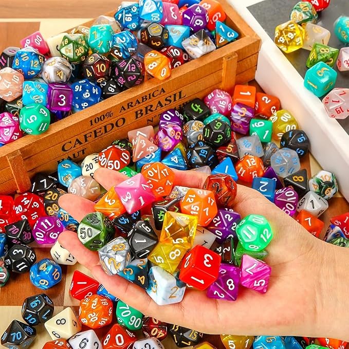Yilloog Compatible with Dice Sets Bulk Polyhedral Dice with Drawstring Bag Multi Role Playing Table Game D4 D6 D8 D10 D% D12 D20 (418 Pcs,Assorted Style)
