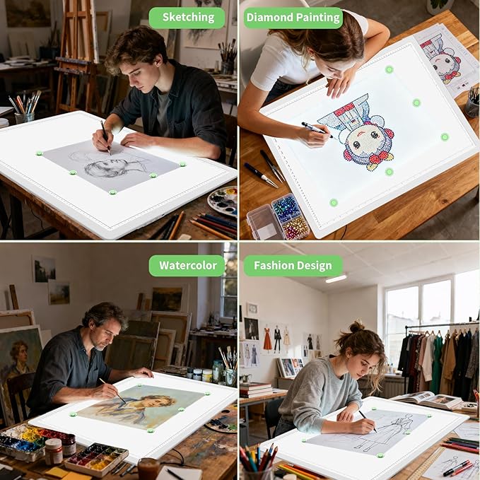 Phylosal Rechargeable A2 Light Pad for Diamond Painting 25.2''x18.4'', Magnetic Tracing Light Box for Drawing, Diamond Art Light Board with Side Button, Wireless LED Light Table for Sketching, Design
