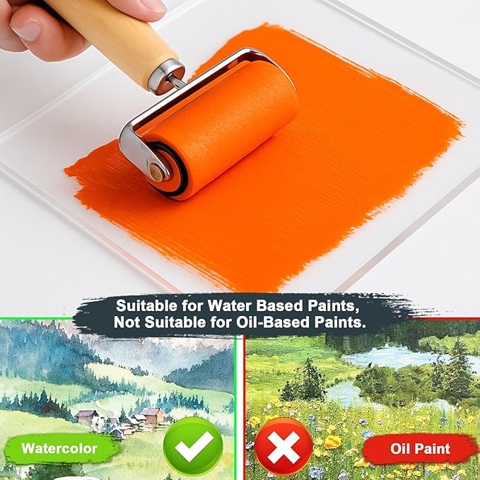 DINGSEN Gel Printing Plate Kit, Complete Printmaking Set with 5” X7” Gel Plate, Brayer, Acrylic Paint, A5 Printmaking Paper, and Essential Tools for Mixed Media Art, Monoprinting, Card Making