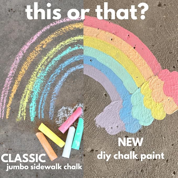 DIY Sidewalk Chalk Paint 6pk Kit - Non-Toxic, Washable Powdered Chalks - Simply Mix in Water and Use a Paintbrush to Create Colorful Artwork on the Sidewalk or Chalkboard, For Kids Ages 5+