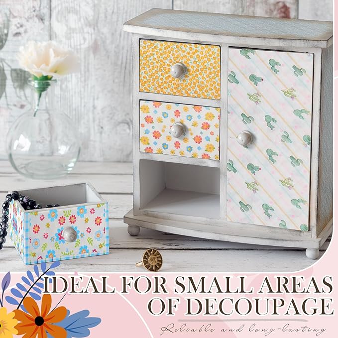 Crtiin 36 Pack 9 Styles Decoupage Napkins Assorted Floral Decorative Decoupage Napkins Chinoiserie Cocktail Paper for DIY Crafting Birthday Party, Each Unfolded 13 Inch (Little Colorful Floral)