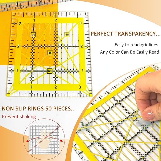 Quilting Rulers, Sewing Ruler (2.78"x12", 3.5", 4.5", 6", 9.5", 12.5"), Acrylic Ruler for Cutting Fabric, Rulers for Quilting and Sewing, Non Slip Sewing Supplies