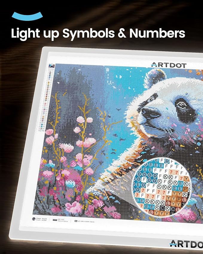 ARTDOT A1 Large LED Light Pad for Diamond Painting AC Powered Light Board Kit Adjustable Brightness Light Box Drawing for 5D Diamond Painting Kits