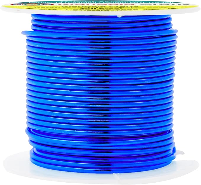 Mandala Crafts 14 Gauge Anodized Aluminum Craft Wire for Jewelry Making - 60 FT Colored Flexible True Blue Wire - Bendable for Bonsai Armature Crafting Sculpting